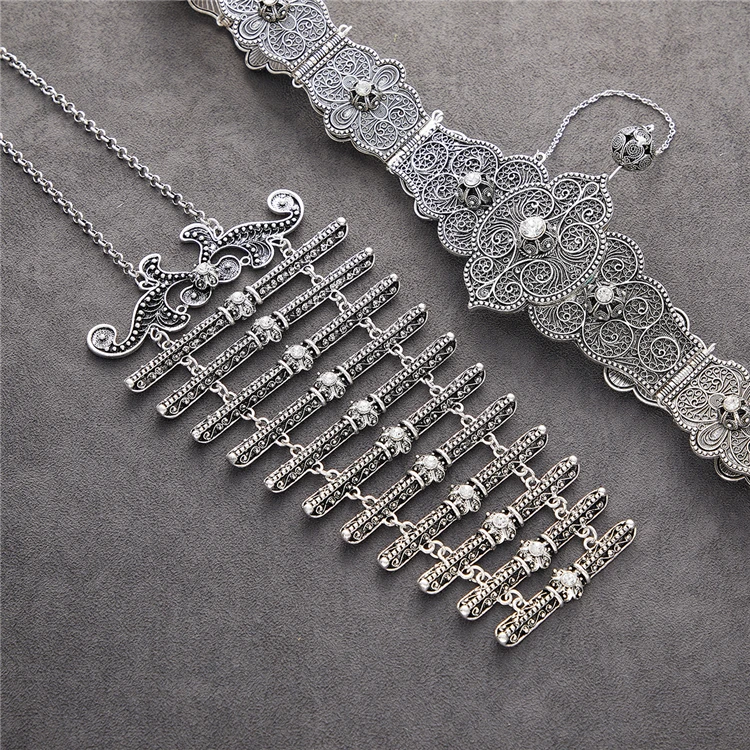 New 2021 March Hot selling  Ethnic Retro pattern belt for women Caucasus traditional wedding waist chain breastplater women