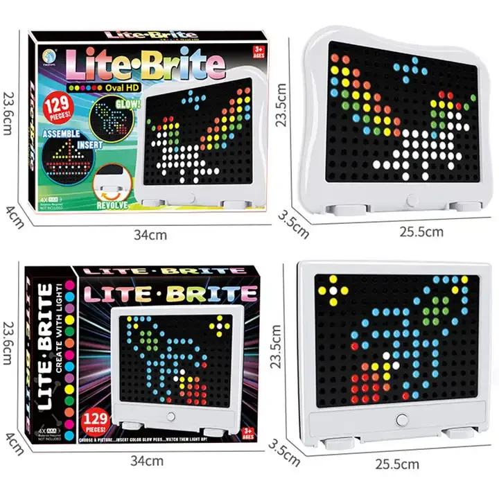 Glow In The Dark Lite Brite Led Luminous Toys Kids Puzzle button art Mosaic Nail Board Toys