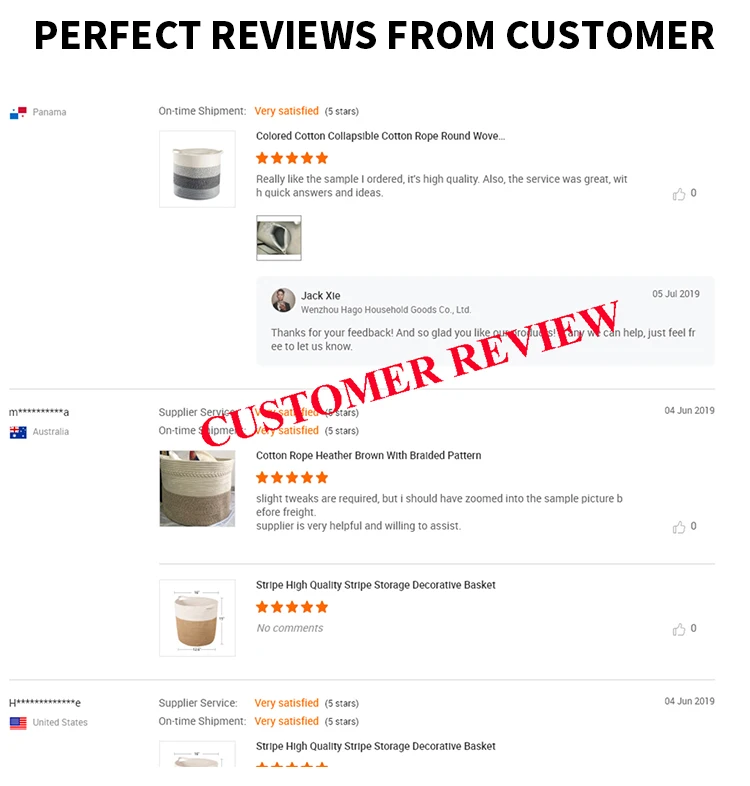 Dual-Braided Decorative fashion foldable Woven Laundry Cotton Rope storage Basket with Leather Handles