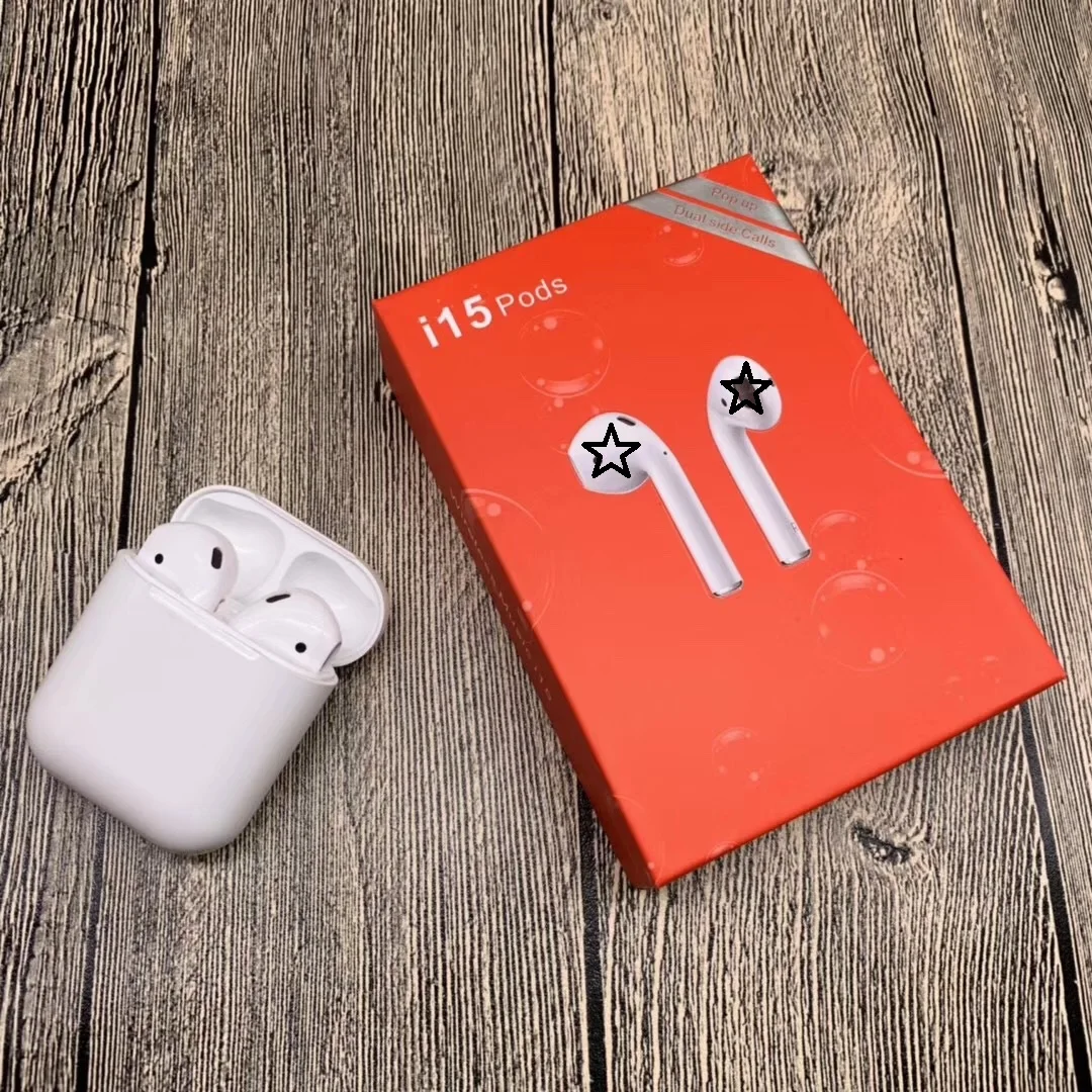 Blue tooth Headphones Wireless TWS i15 pods For iphone Built in Stereo Mic Charging Case i15 pods tws Earbuds pods inpods 12