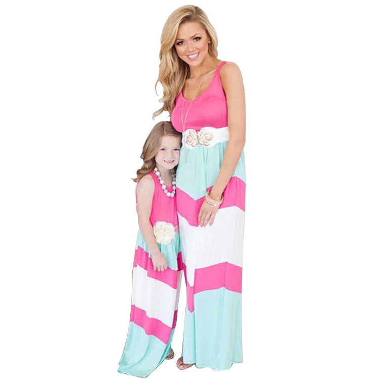 
Fashion mother and daughter matching outfits sleeveless maxi dress mom and me clothing 