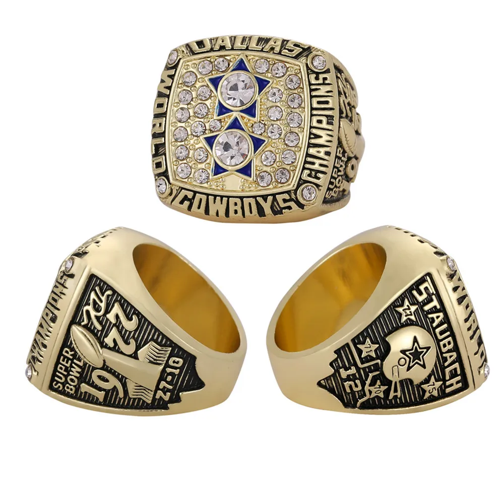 Индивидуальное чемпионское кольцо NFL 1977 Dallas Cowboys Championship Ring золото серебро мужские ювелирные изделия на заказ деревянная коробка