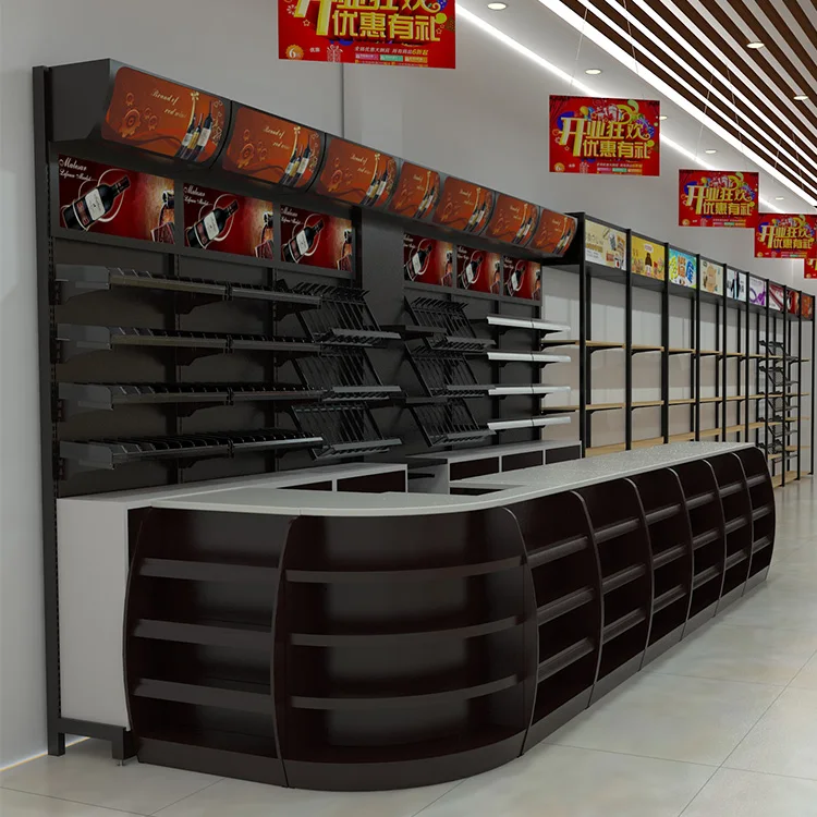 Marble Cashier Desk Factory Checkout Counter for Supermarket Grocery Store Wood Material Made in China