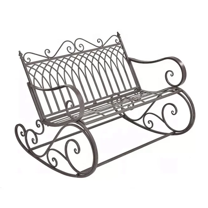 Indoor Outdoor Steel Garden Bench Metal Patio Glider Bench Double Seats Rocking Bench