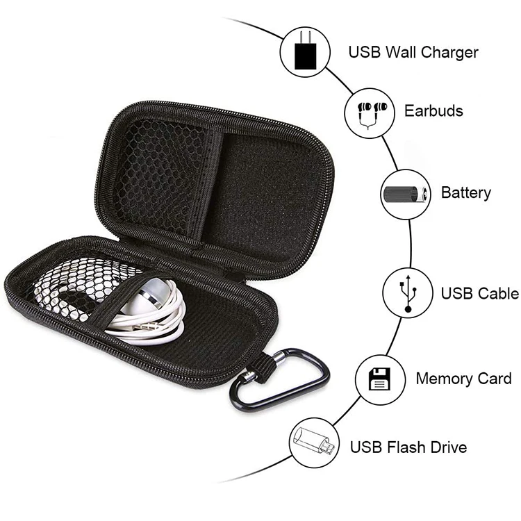 Portable Storage Hard EVA Case Earbud Cases for MP3 Players USB Cable Earphones Protective Hard Shell Travel Carrying Case Bag