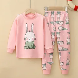 Cartoon printed cotton boys girls sleepwear long sleeve kids pajamas set