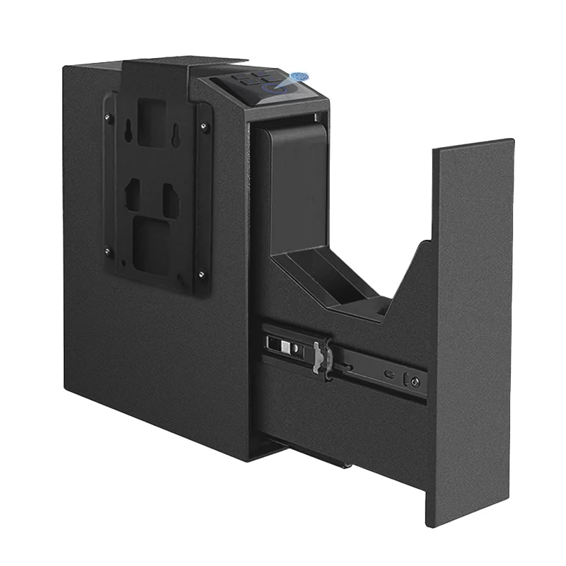 Biometric Slider Handgun Gun Safe for Nightstand, Desk, Bed Side,Truck - Auto Sliding Door Fingerprint Hand Gun Safe box