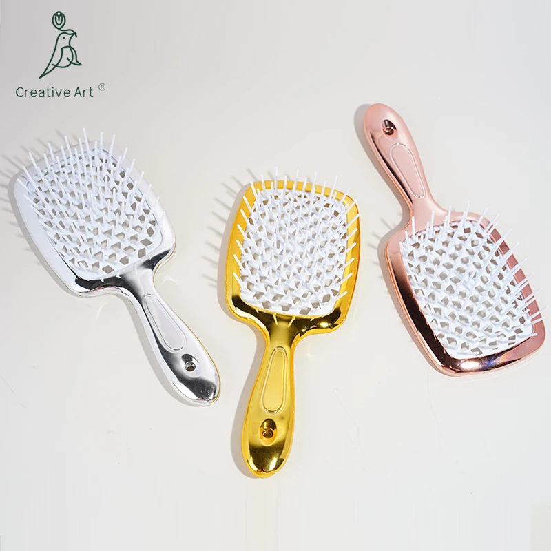 New Design Soft and Hard Customized Logo ABS Paddle Hollowing Out Vent Brush Hair Detangling Hair Brush