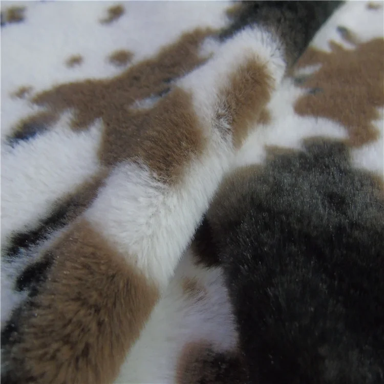 Super Soft Cow Pattern Printed Single rabbit fur fabric For Toy Or Clothes