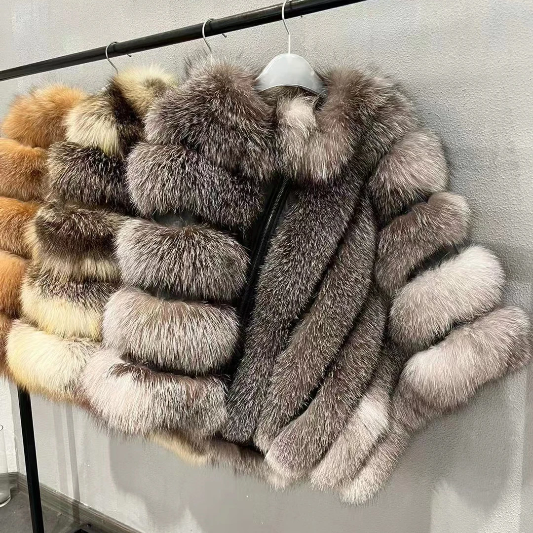 Wholesale Clothes Natural Fur Poncho Shawl Wide Big Thick Warm Fall Outfit Fluffy  Custom Winter Women Luxury Real Fox Fur Cape