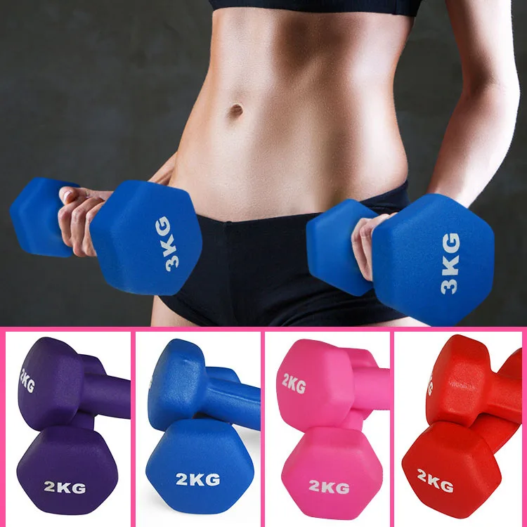 Hot Sale Colorful Home Fitness Gym Weights Cast Iron Factory Neoprene Hex Wholesale Neoprene Dumbbell Matt KG Women Box EM 15cm