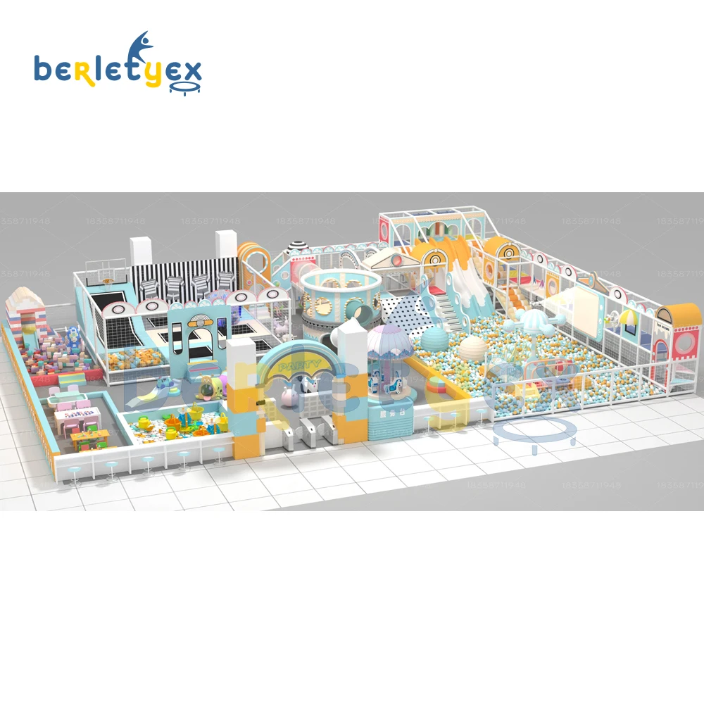 Huge Indoor Playground Granules Toy Soft Jungle Theme Merry Round Games Children Kids Ball Cannon Indoor Playground Equipment