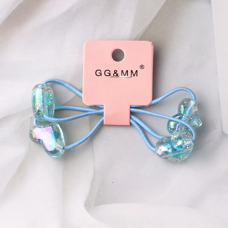 1 pair Colorful Heart Shape Elastic Hair Ties Girls Sweet High Quality Hair Ring No Damage Kids Hair Accessories