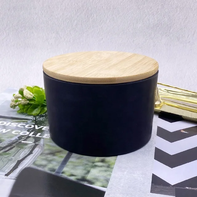 A12M  New design  15 oz frosted  glass holder  scented candle with bamboo lid and private label