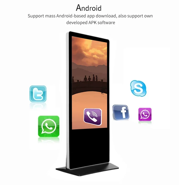 Factory Price  16:9  LCD Standing Bus Stop Outdoor Advertising Monitor Totem Kiosk 50/60/49 Inch IP65 High Brightness