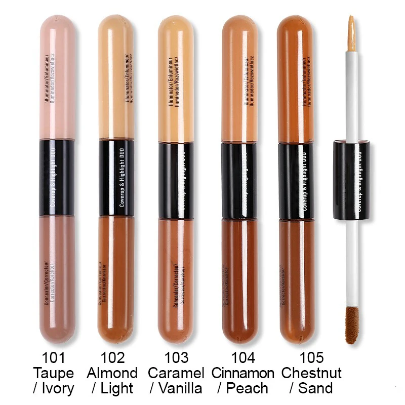 Double Head Brighten Skin Concealer Foundation Bronzer Highlighter Invisible Wrinkles Flaws Face Contour Makeup