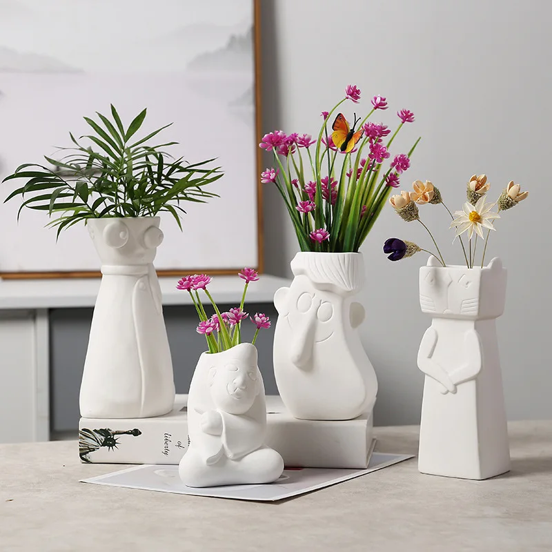
Household modern style ceramic vase dry flower pot home office desktop decor lovely art design porcelain vase creative gifts 
