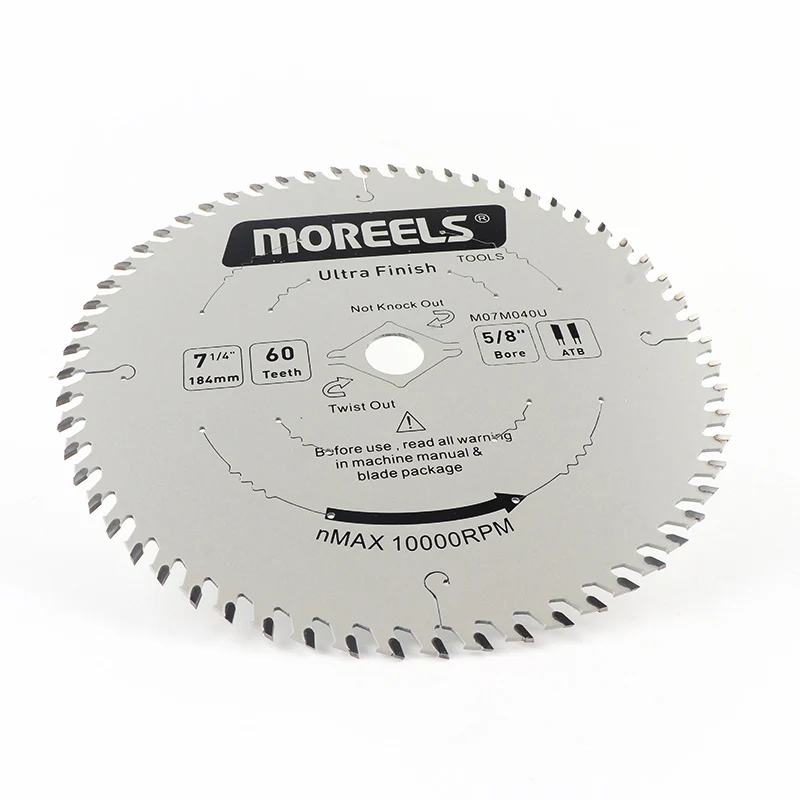 MOREELS New 7'Inch 184mm 60-Tooth 5/8' Arbor ATB TCT Saw Blade For Wood Cutting Power Tools Accessories Ultra Finish Cutting