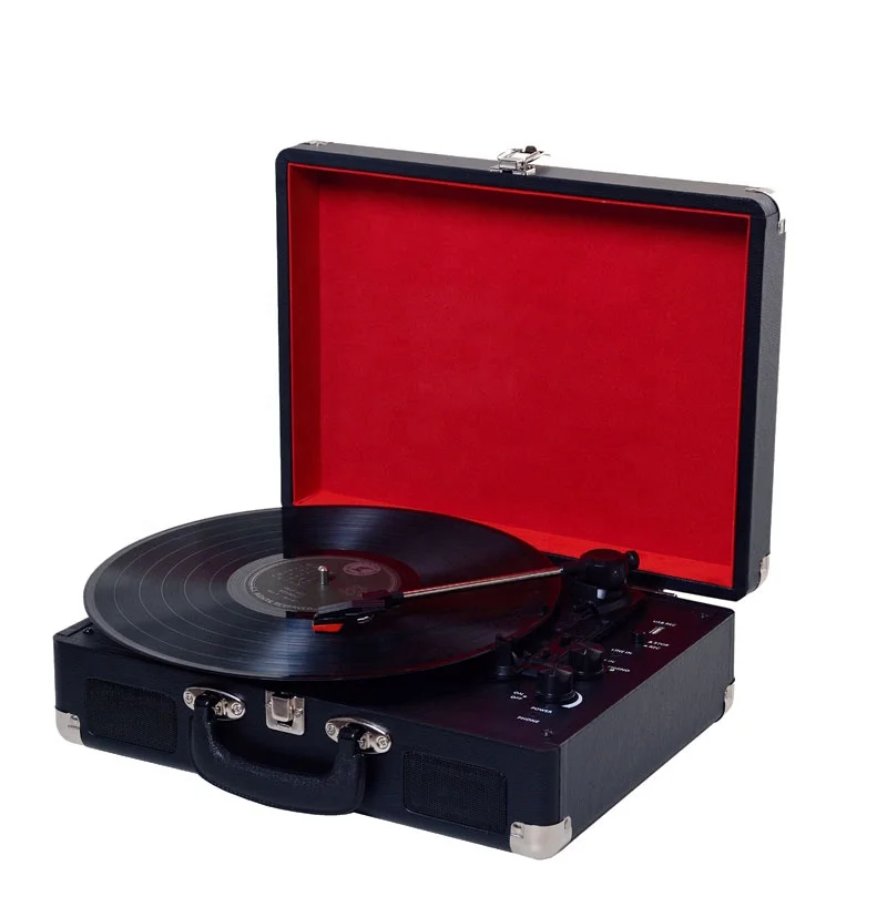 Portable Bluetooth Music Player Retro Speakers 3 Speeds LP Vinyl Record Player Gramophone