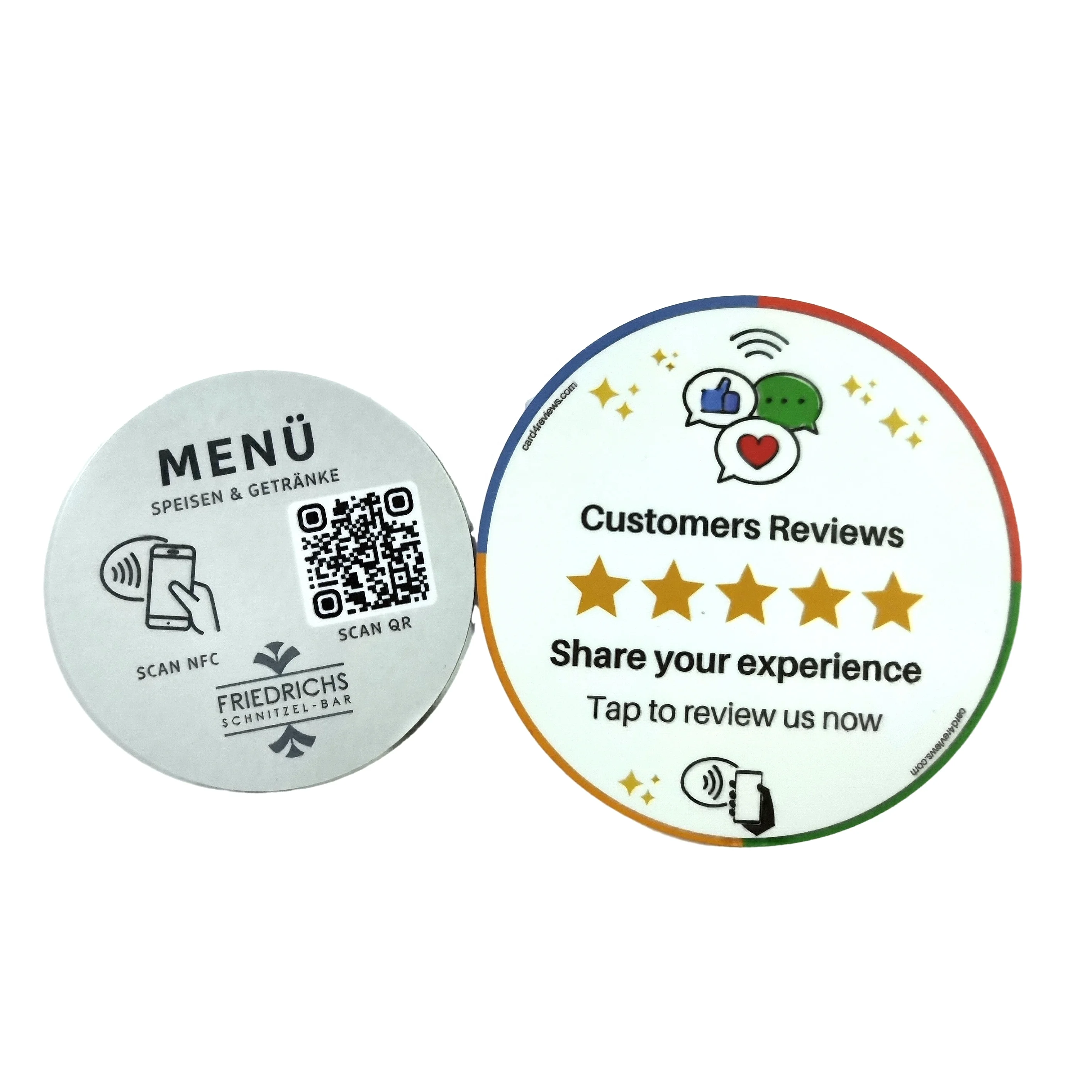 Customized Instgram Reviews Tag NFC Tag PVC Card With Chip NTAG215 For Restaurant Store