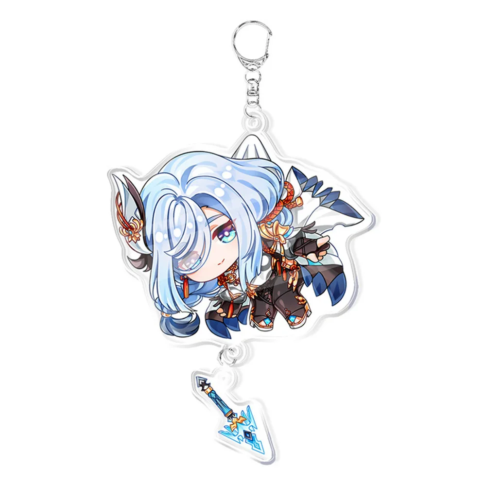 GY Ring Genshined Impact Anime Acrylic Keychain Impact Keychain Nilou Klee Ganyu Cartoon Character Anime Keychain Accessories