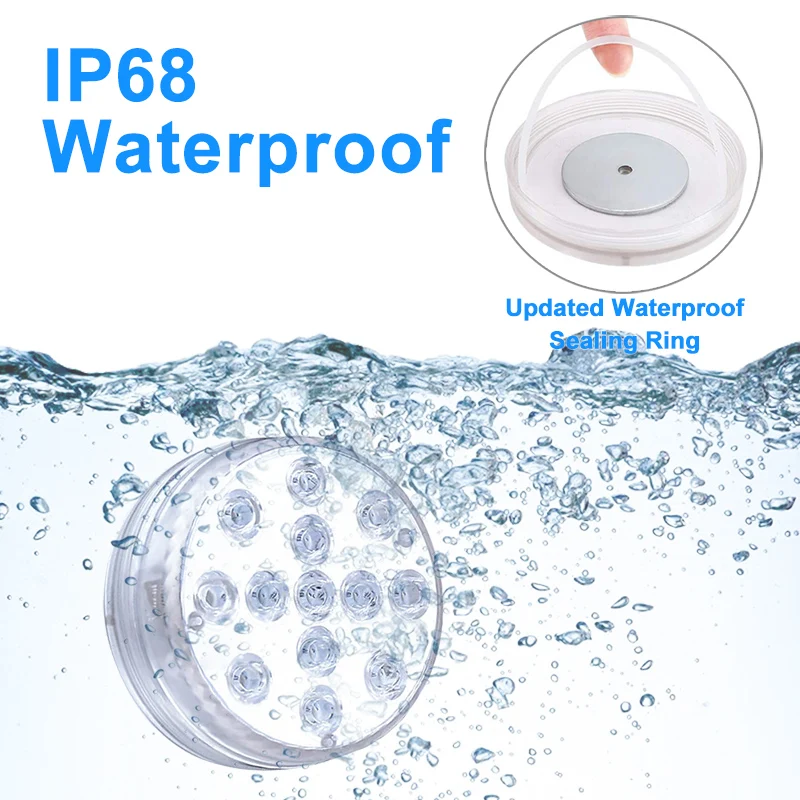  Battery Under Water Ip68 Waterproof Suction Cup Swimming Pool Light Led Underwater Submersible Remote