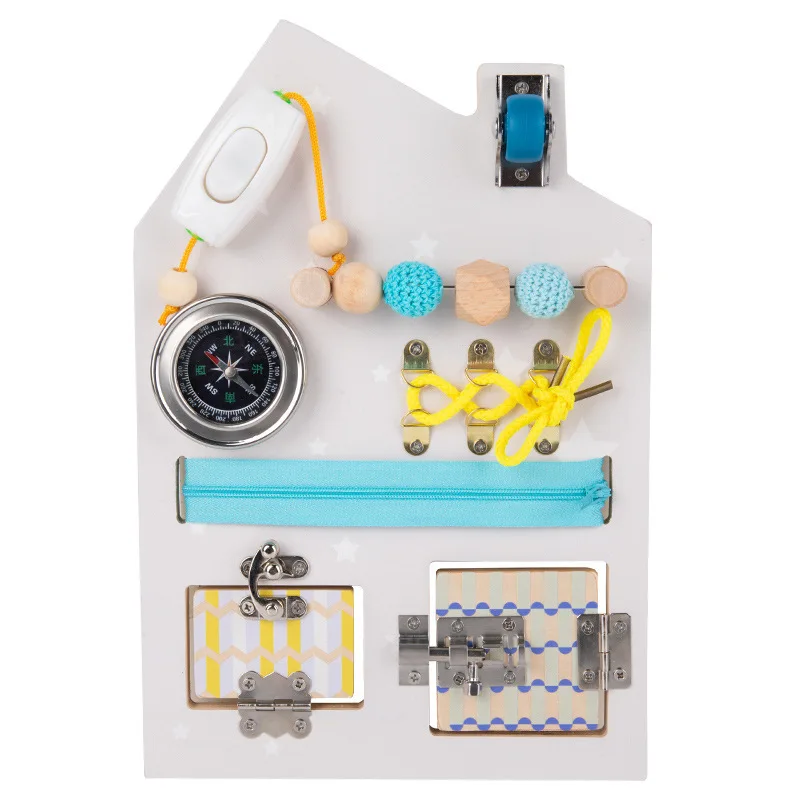 Busy Board House Parts Montessori Children DIY Wood Chips Slide Gears Skill Training Parent-Child Game Puzzle Intelligence Toys