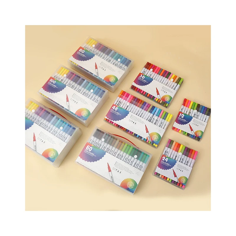 0.4mm fineliner tip & brush tip Dual Tip Brush Art Marker Pen Watercolor Brush Pens