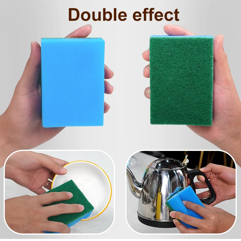 Wholesale High Density Rectangle Sponge For Washing Dishes kitchen Scrub Pad Cleaning Sponge Scrubbing Dishwashing for household
