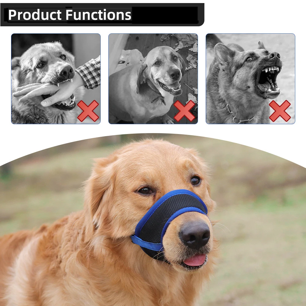 Adjustable Air Mesh Prevent Biting Barking Chewing Soft Muzzle Small Medium Large Dog Muzzle