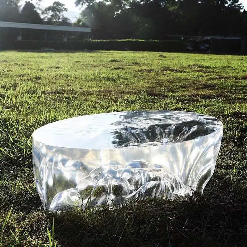 Research house modern creative modern simple designer resin transparent ice cube coffee table home square furniture package