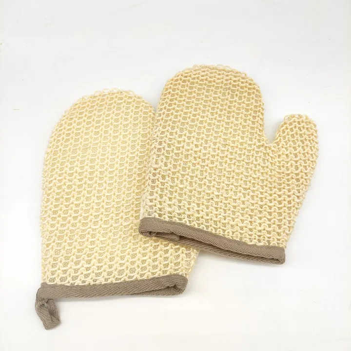 Customized Excellent Quality Natural Fiber Hemp Shower Sisal Bath Glove