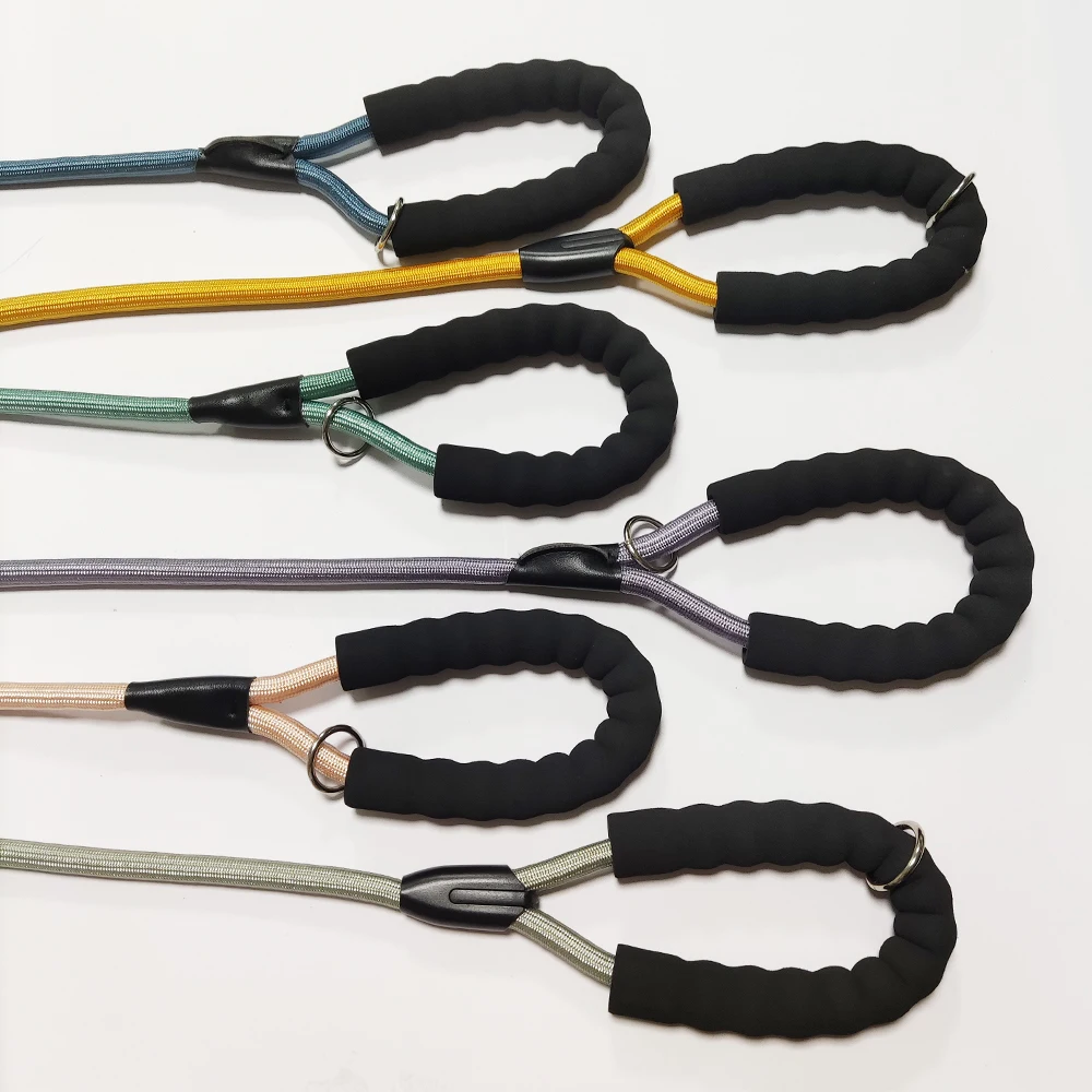 Custom design color luxury Nylon Round Rope durable tactical Pet Dog Collar and Leash Set Adjustable For Pet Dogs