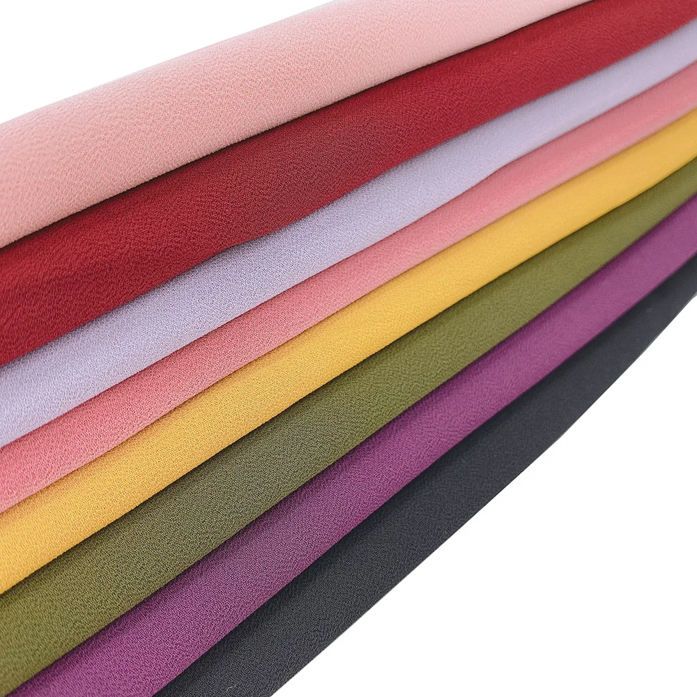 High Quality Tudung Women Shawl Malaysia Thick Heavy Chiffon Muslim Georgette Scarf Solid Bubble Chiffon Hijab Ethnic Shawl