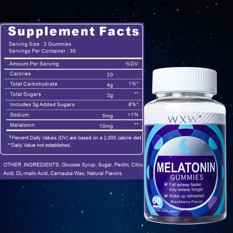 WXW High Quality Blackberry Flavor Melatonin Gummies In Stock Sleep Gummies Support Fall Asleep Faster