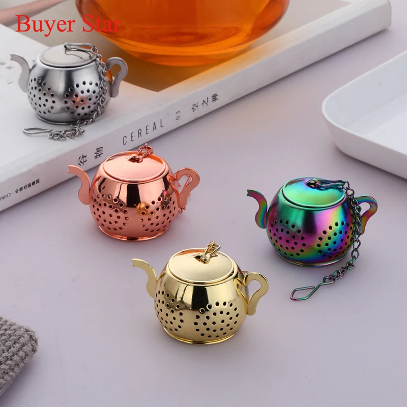 Stainless Steel 304 Teapot Shape Tea Ball Strainer Loose Leaf Tea Drain Infuser Filter