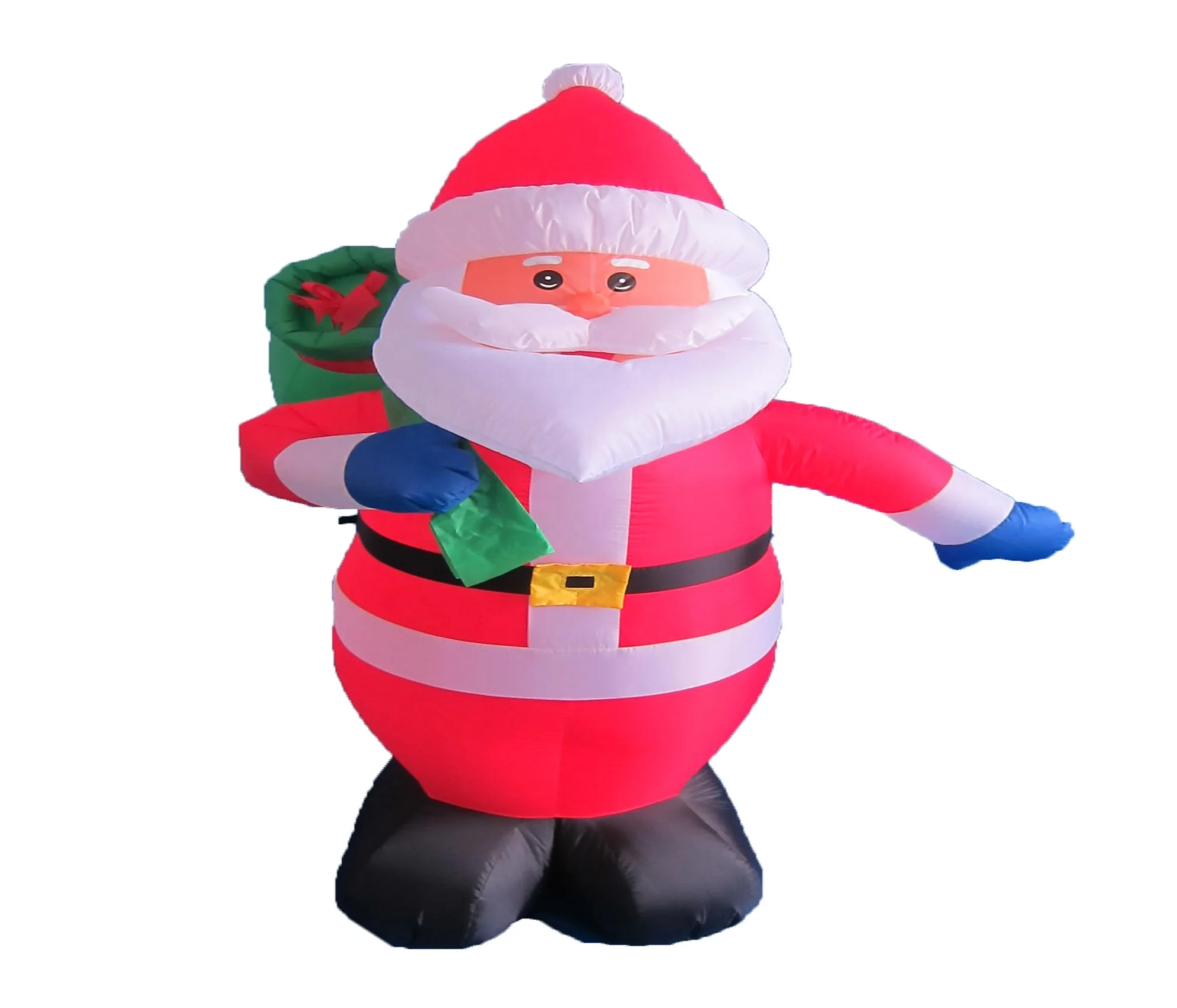 180cm/6ft inflatable santa claus with with a green gift bag and internal lights  for christmas decoration
