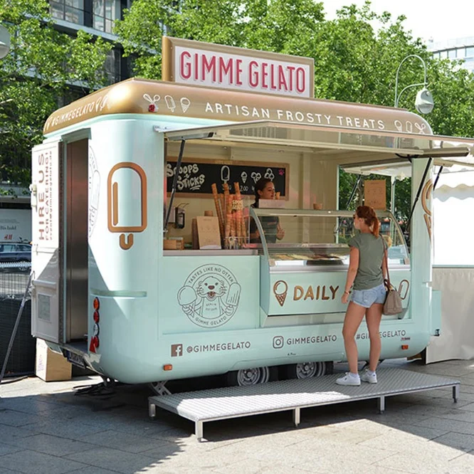 Hot fast bbq burger pizza shop snack kebab custom kitchen food cart coffee mobile food truck van truck