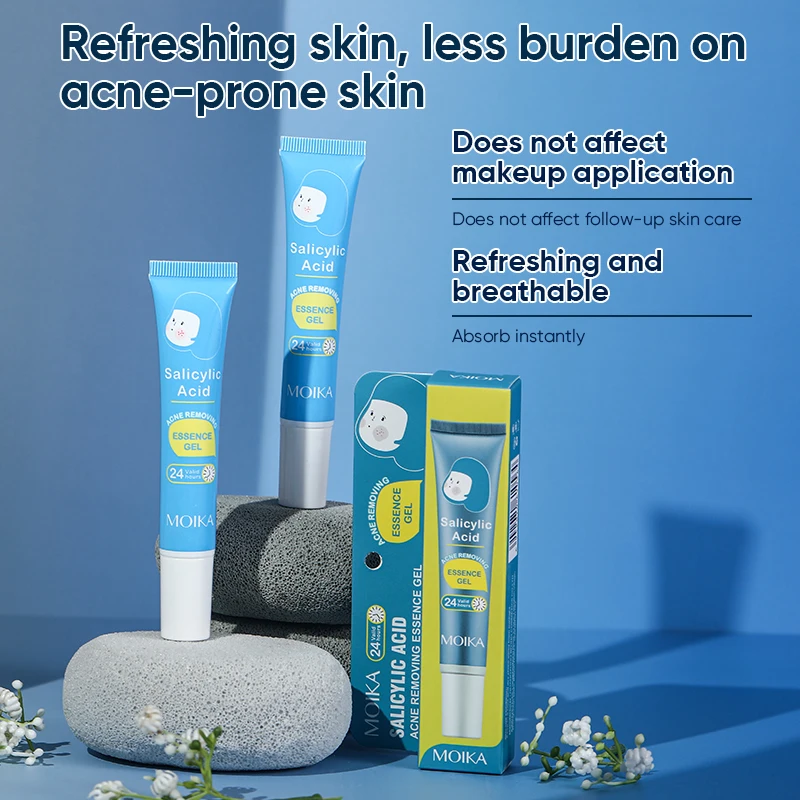 MOIKA private label quick anti acne salicylic acid face gel pimples scars treatment herbal acne removal gel