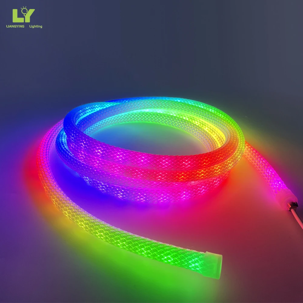 360 градусов RGB гибкая лента неоновый свет круглая силиконовая Адресуемая 24 В веревка светодиодная неоновая лампа