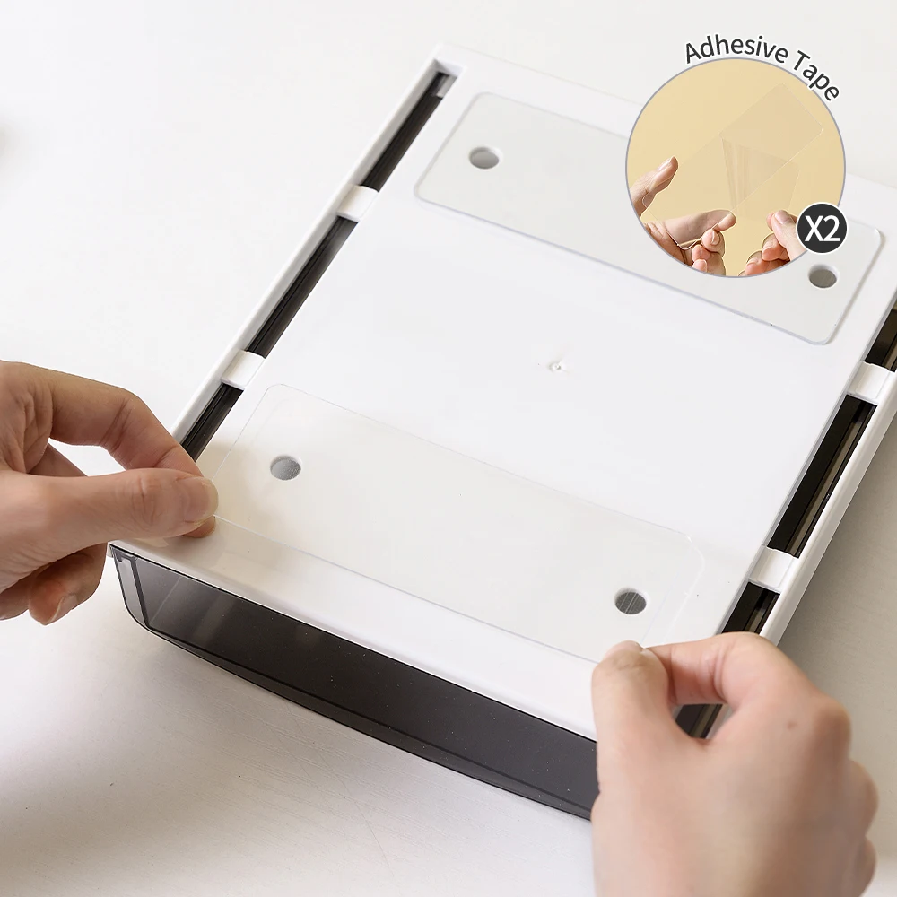 Under Desk Drawer Organizer Slide Out Hidden Desktop Organizer Pen Holder for Desk Self-Adhesive