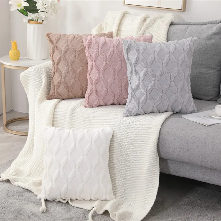 Wholesale Sublimation Jacquard Fabric Wool  Fur  Covers Cushion Cover 45x45