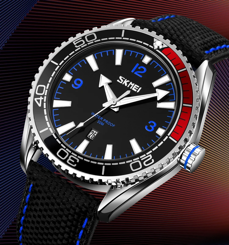 2022 luxury skmei 9291 business quartz movement watch band leather black casual watches for men