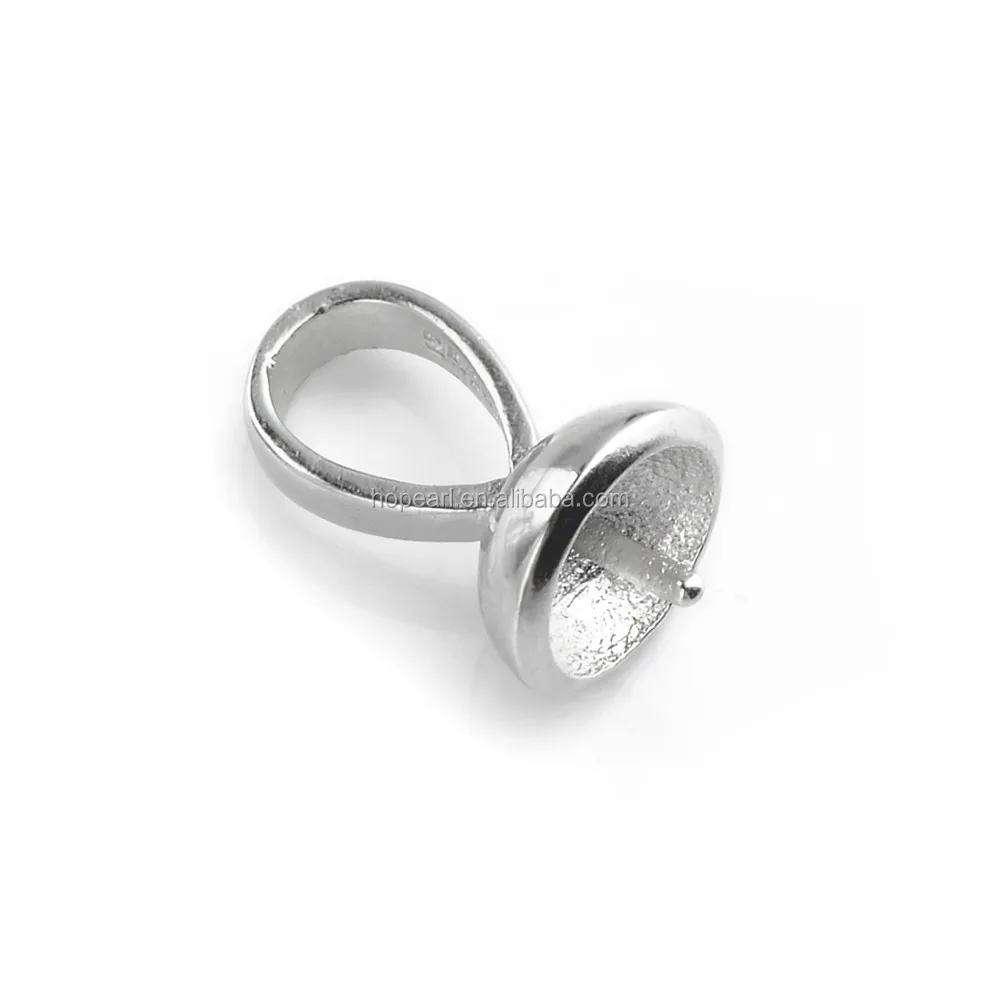 SSP131 Empty Mount Pendant Bail 925 Sterling Silver Pearl Cabochon Beads