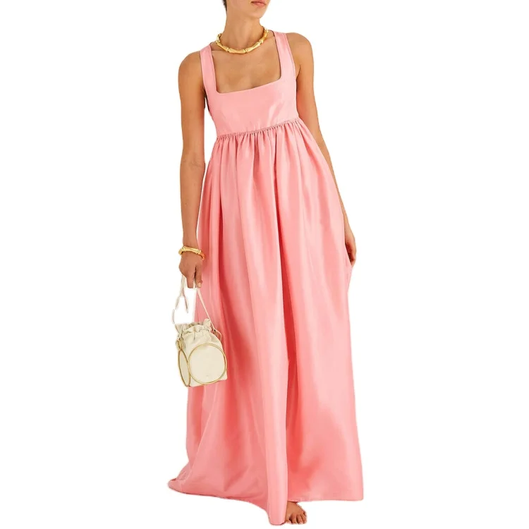 High Quality Custom Causal Sexy Empire Sundress Square Neck Backless  Women Gowns Party Evening Club Night Maxi Long Dresses