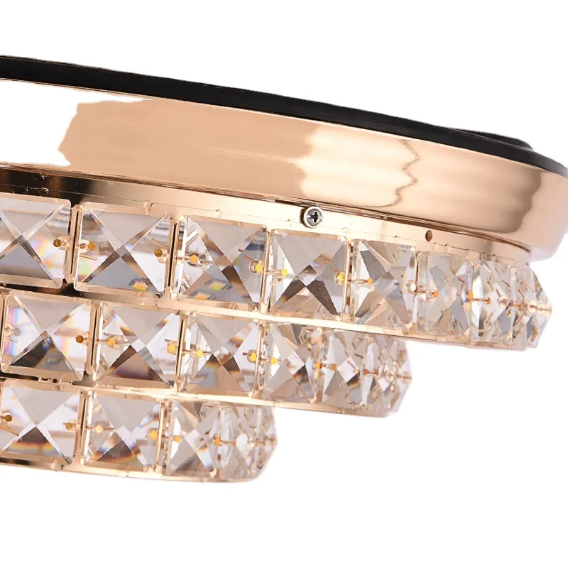 718 Crystal chandelier ceiling fans with light 42 inch 110v remote control retractable 220v lamp led luz con ventilador oculto