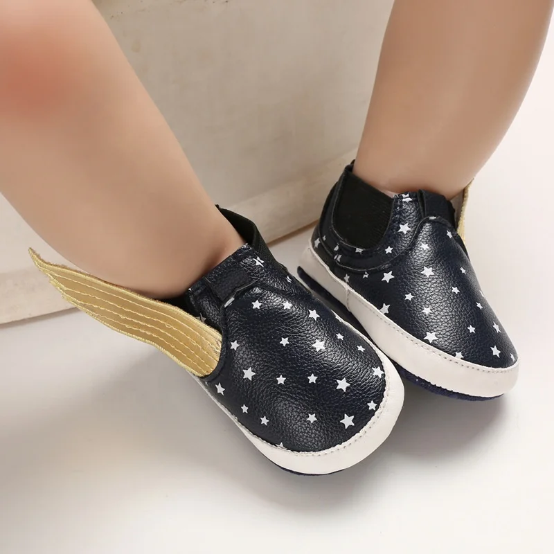 EVERTOP best sale special wing decoration PU leather baby shoes boy