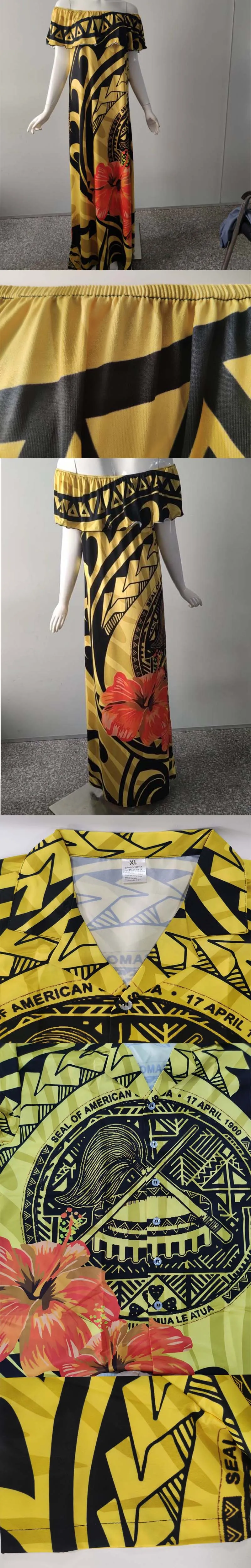 wholesale Samoan Tribal Plus Size Womens clothing elegant casual Long wedding maxi Dresses ladies sexy off shoulder ruffle Dress