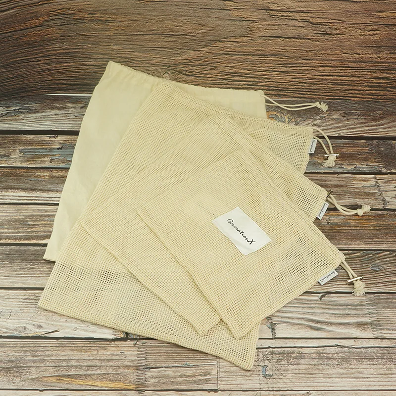  Горячая продажа Хлопок Сетка drawstring сетка сумка Овощной Фрукты Упаковка