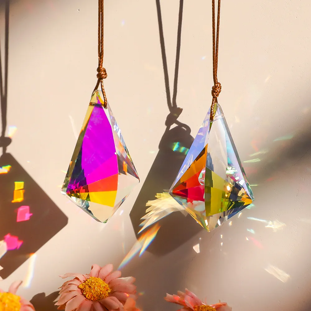 MH-DS0319 K9 AB color Crystal Pendant Prism Crystal Faceted Prism chandelier crystal parts
